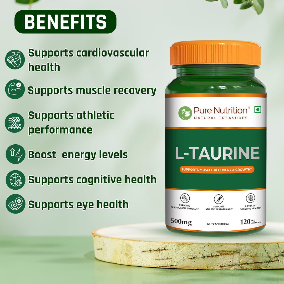 L-Taurine 500mg Veg Capsules  Hydration, Muscle Support & Energy