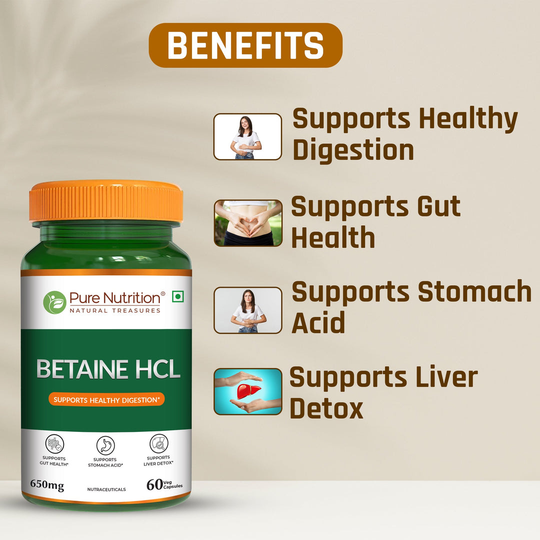 Betaine HCl 650mg Digestive Wellness & Stomach Acid Support