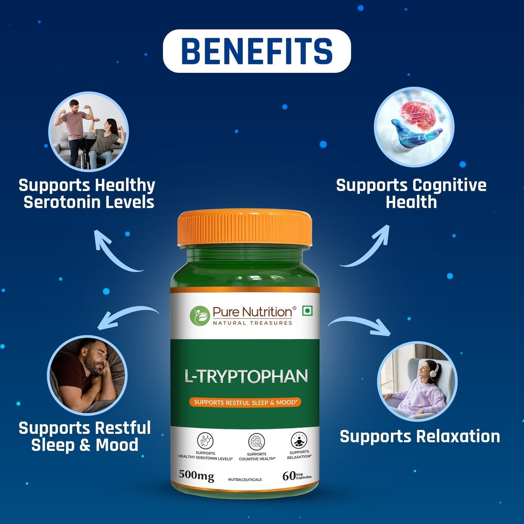L-Tryptophan 500mg Veg Capsules  Mood Balance, Sleep & Wellness