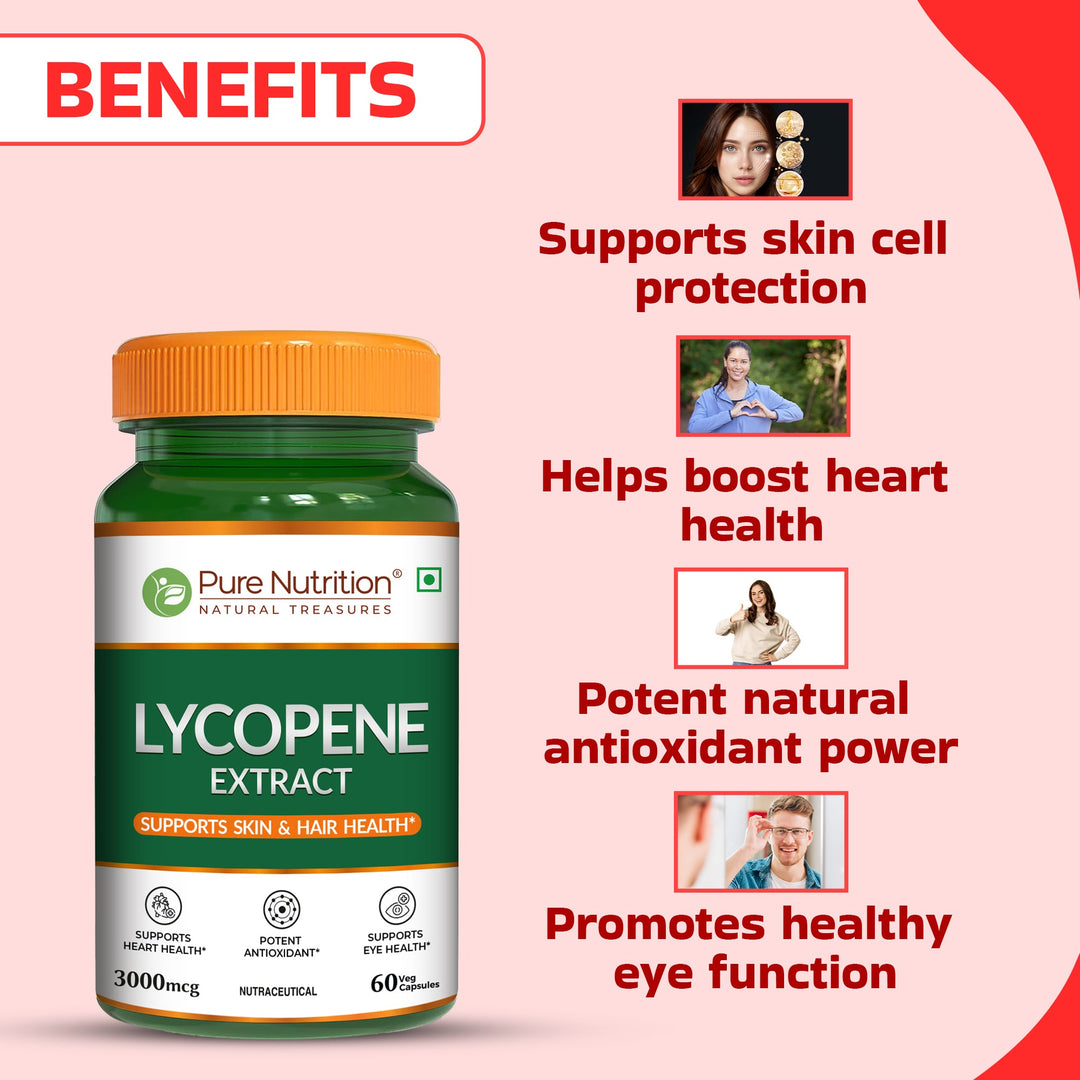 Lycopene Extract 3000 mcg  Skin, Hair, Eye & Antioxidant Support | 60 Caps