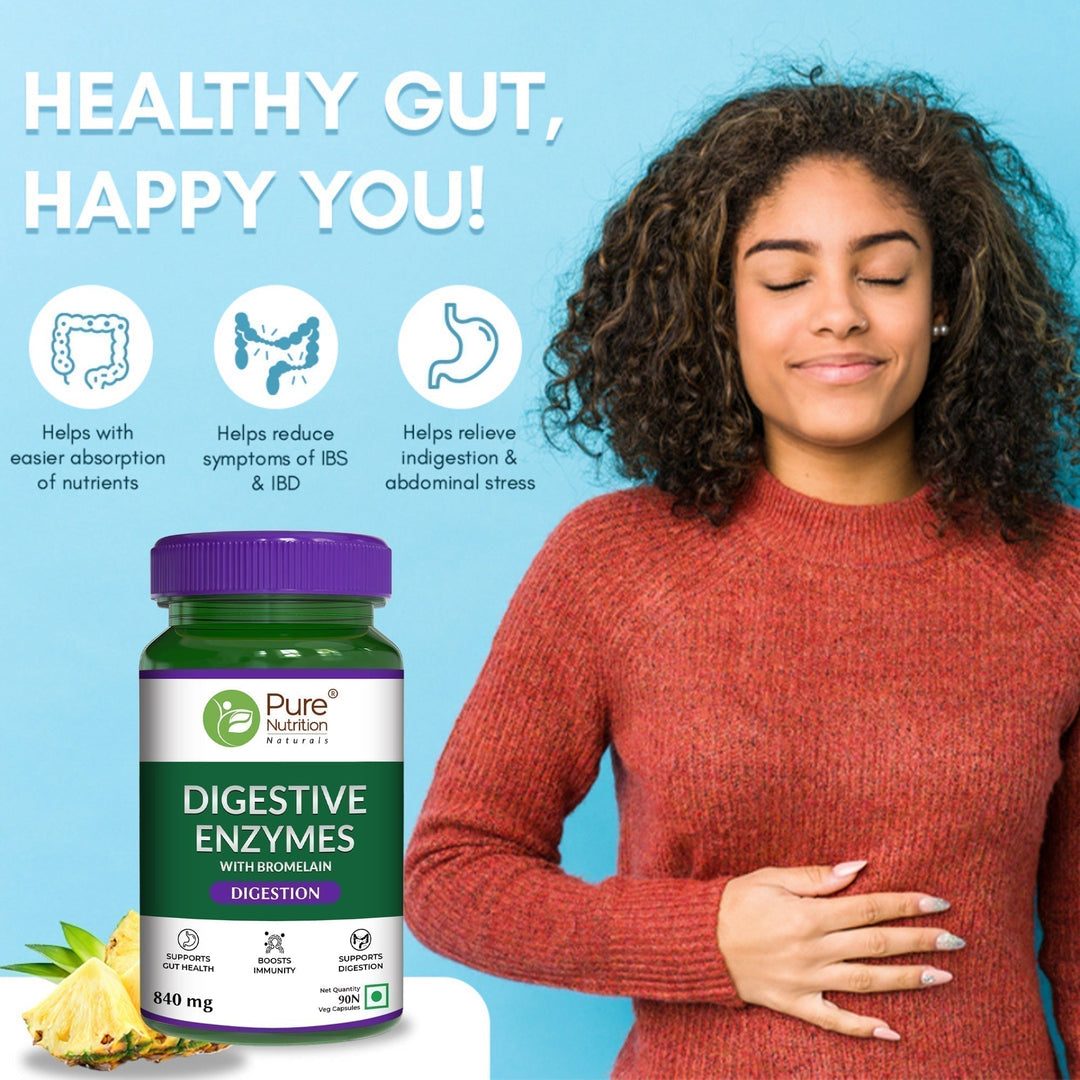 Digestive Enzymes with Bromelain 840mg | Multi Enzyme Blend Supplement | 90 Veg Tablets