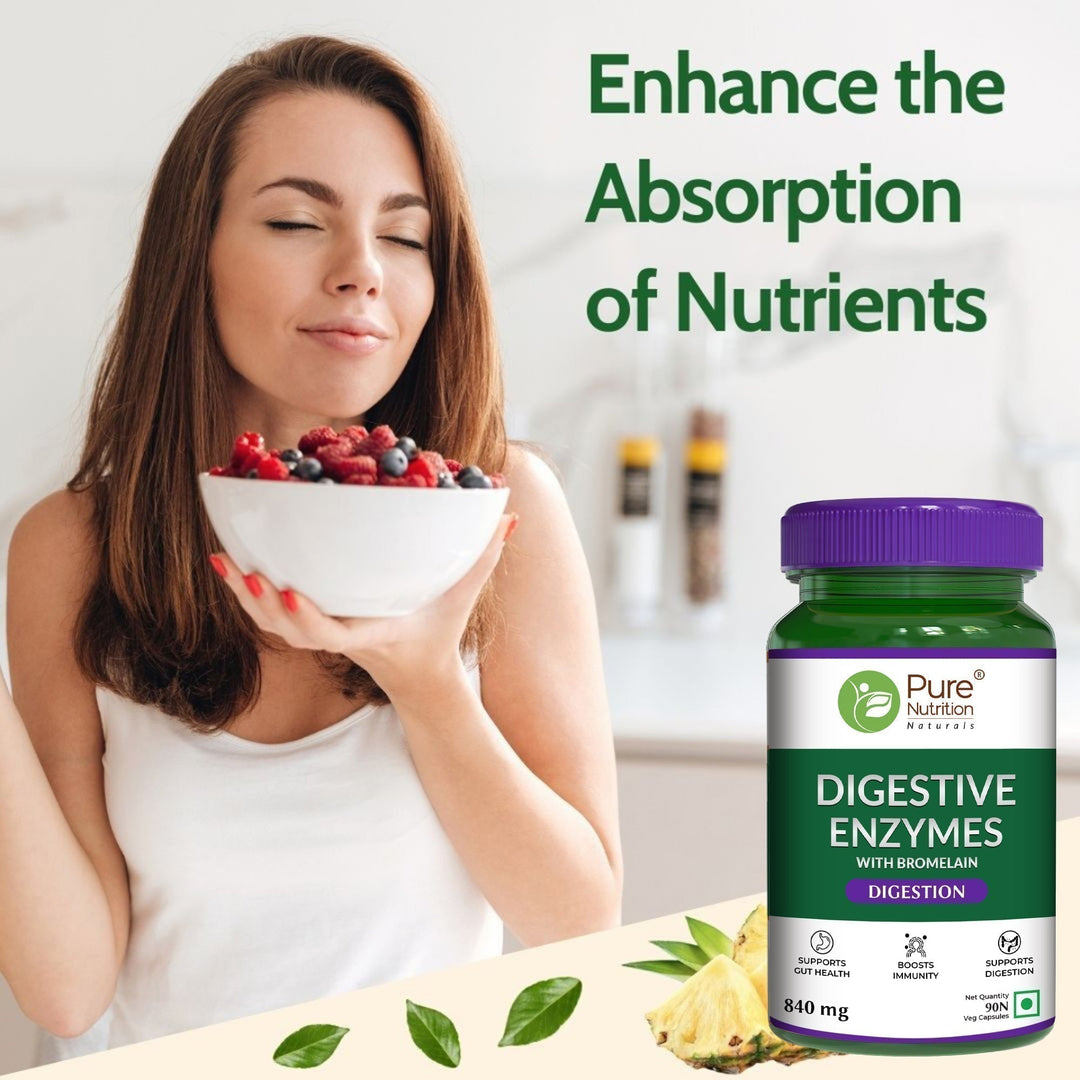 Digestive Enzymes with Bromelain 840mg | Multi Enzyme Blend Supplement | 90 Veg Tablets