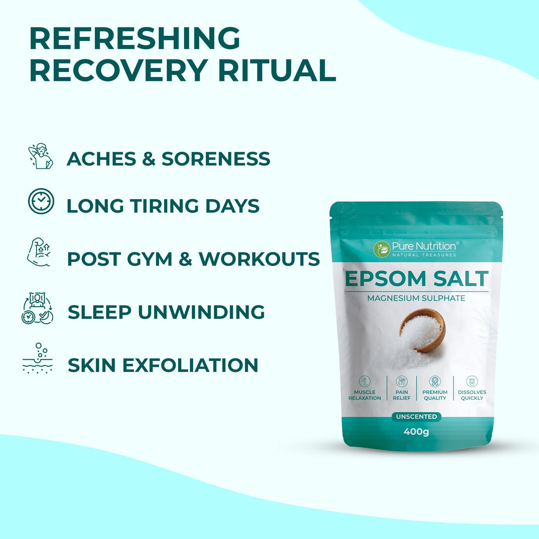 Epsom Salt 100% Magnesium Sulphate | Muscle Relaxation & Bath Soak | 400g