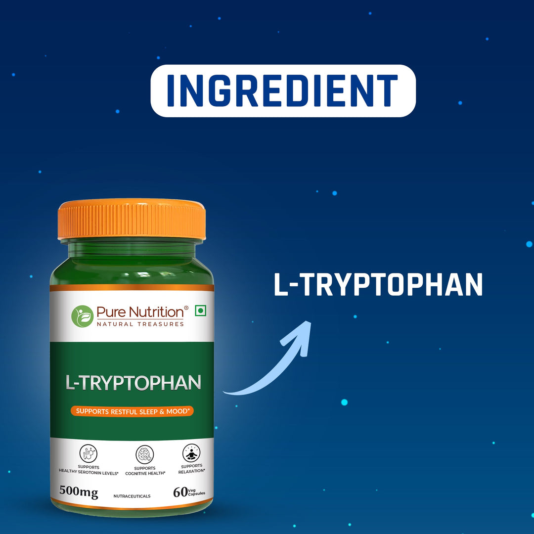 L-Tryptophan 500mg Veg Capsules  Mood Balance, Sleep & Wellness