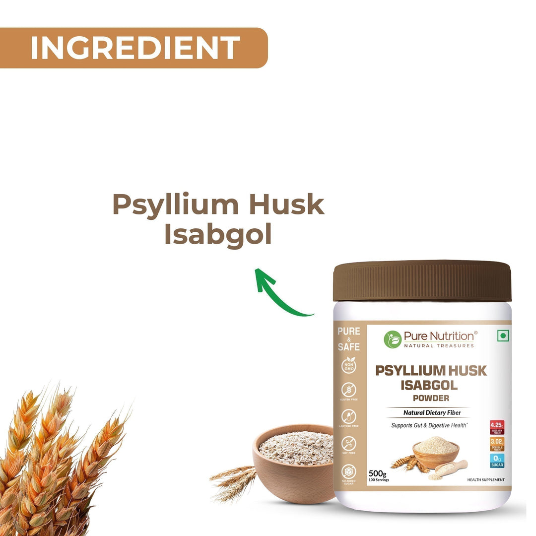 Psyllium Husk Isabgol Powder | Natural Fiber Supplement for Digestion & Regularity | 500g