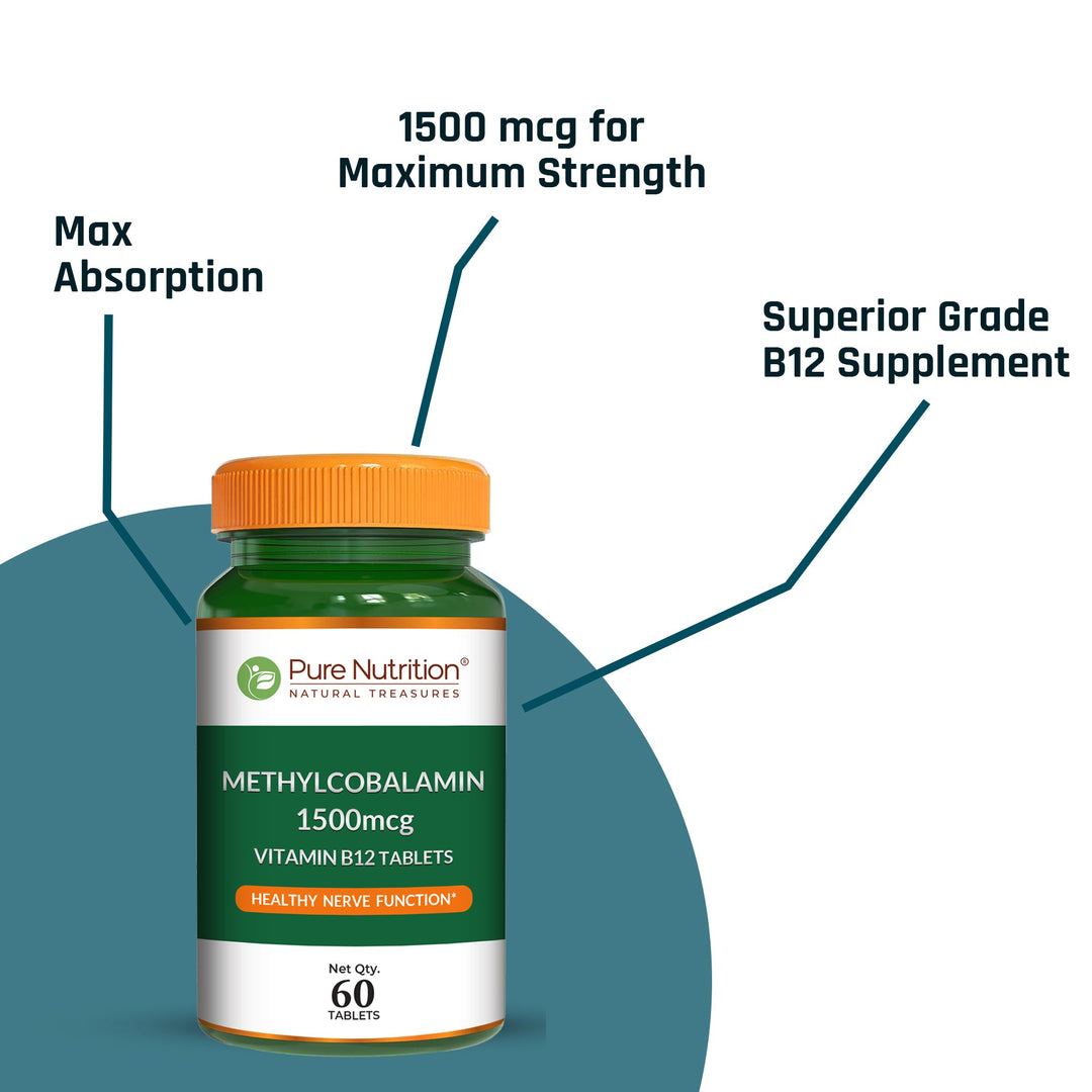 Vitamin B12 Methylcobalamin 1500mcg | Brain, Nerve & Energy Support | 60 Tablets