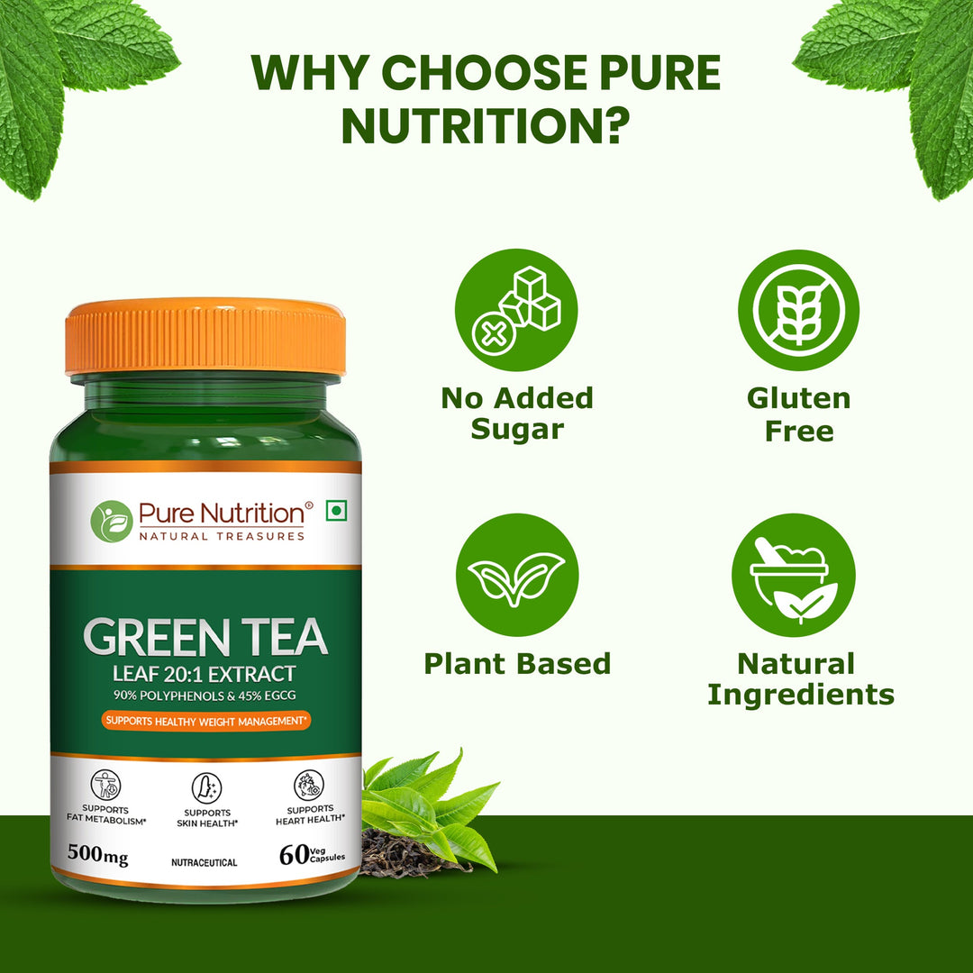 Green Tea Leaf Extract 500mg – 20:1 Concentrate | Antioxidant & Metabolism