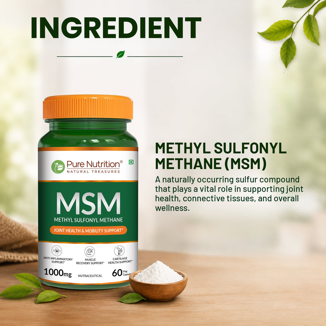 MSM 1000 mg | Methyl Sulfonyl Methane Capsules | Joint & Mobility Support | 60 Capsules