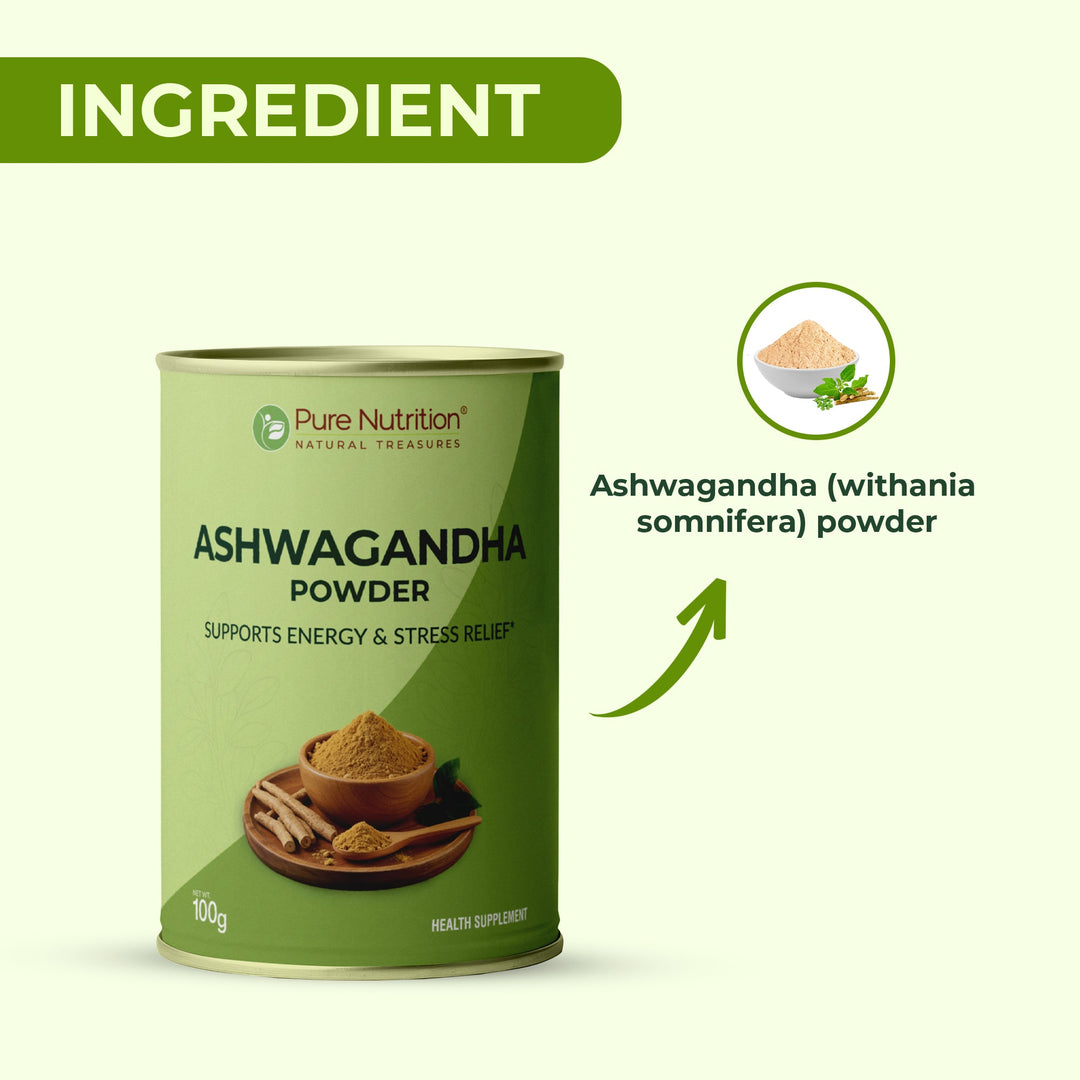 Organic Ashwagandha Powder - 100 g | 100% Pure and Natural | Supports Stress Relief, Vitality, and Overall Wellness