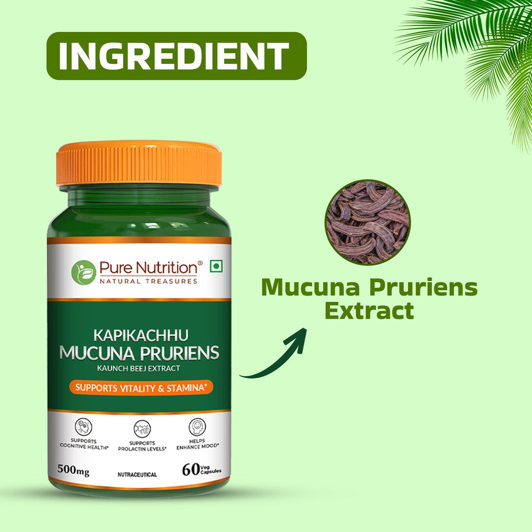 Mucuna Pruriens Extract 500mg  Energy, Vitality & Mood Support | 60 Caps