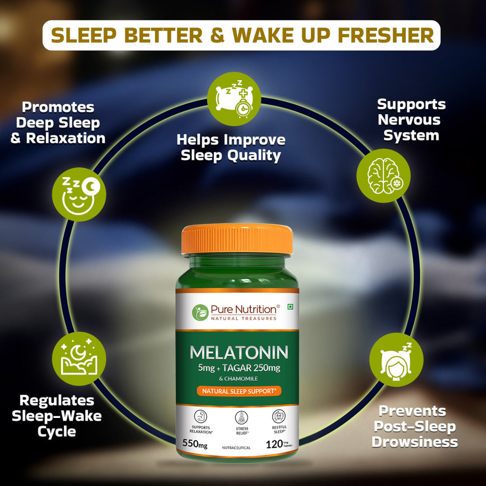 Melatonin with Tagar, Chamomile & L-Theanine 120 Tablets | Natural Sleep
