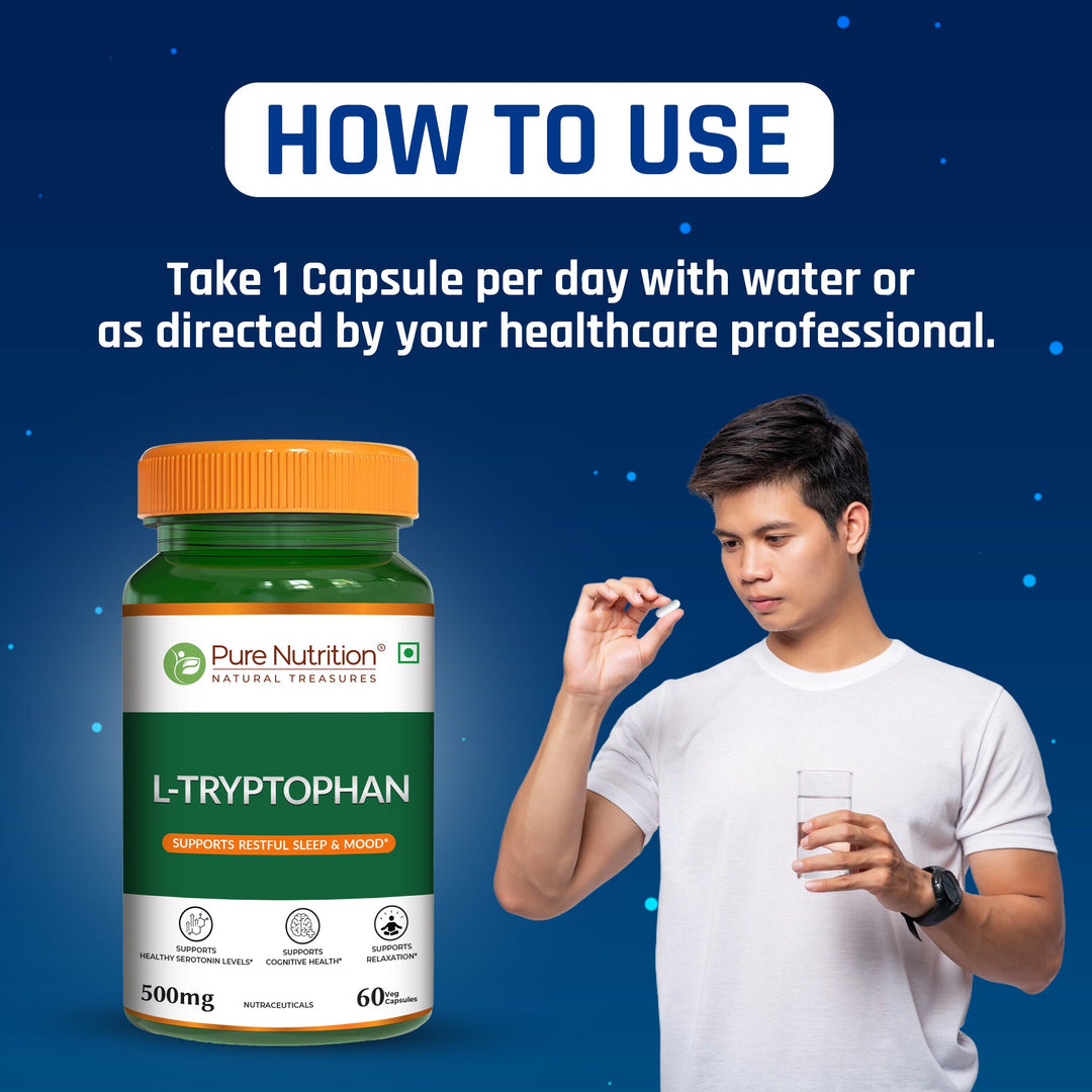 L-Tryptophan 500mg Veg Capsules  Mood Balance, Sleep & Wellness