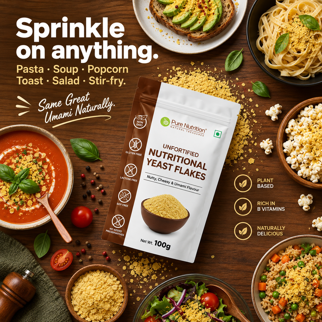 Nutritional Yeast Flakes Unfortified 100g | Nutty, Cheesy & Umami Flavour | Non-GMO, Gluten Free, Soy Free