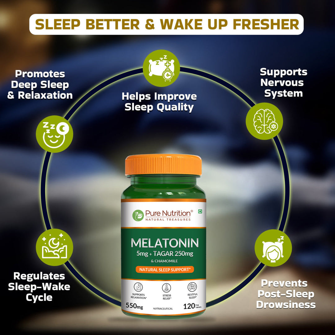 Melatonin with Tagar, Chamomile & L-Theanine 120 Tablets | Natural Sleep
