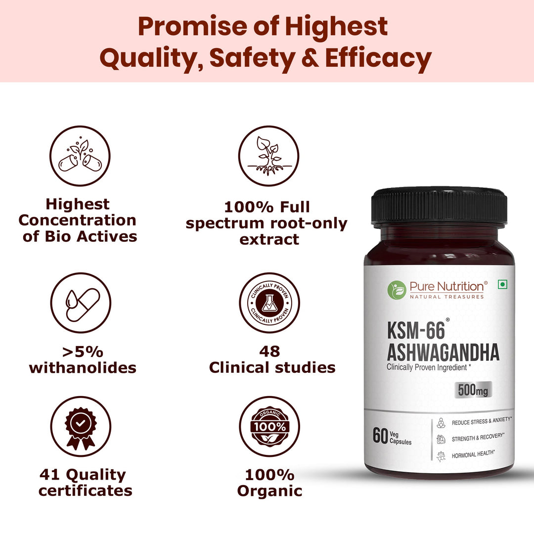 KSM-66 Ashwagandha 500mg  Standardized Root Extract | Stress & Vitality