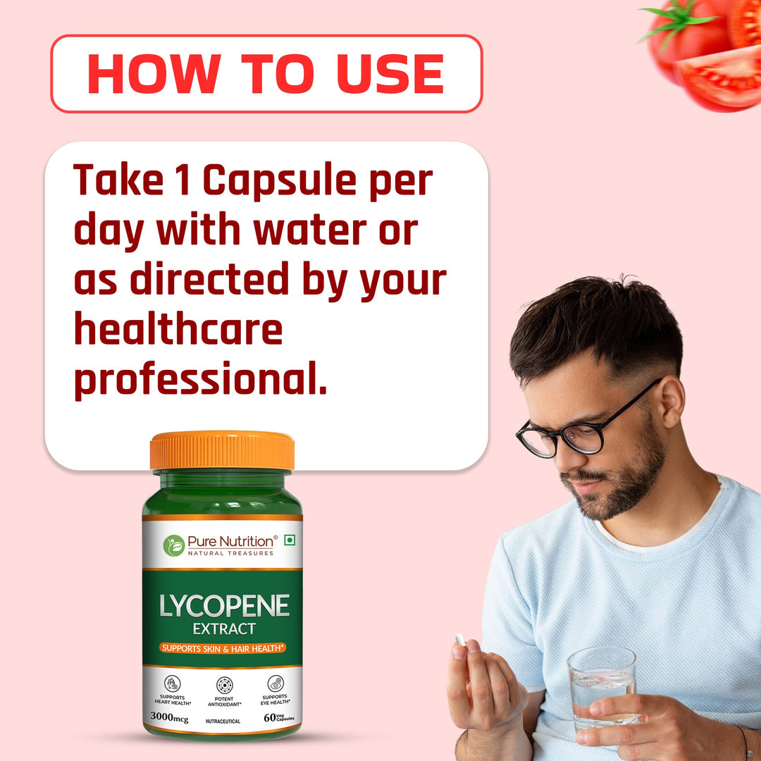 Pure Nutrition Lycopene Extract | 3000 mcg | 60 Veg Capsules
