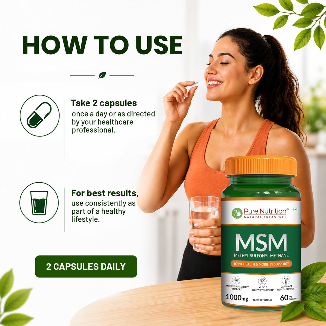 MSM 1000 mg | Methyl Sulfonyl Methane Capsules | Joint & Mobility Support | 60 Capsules