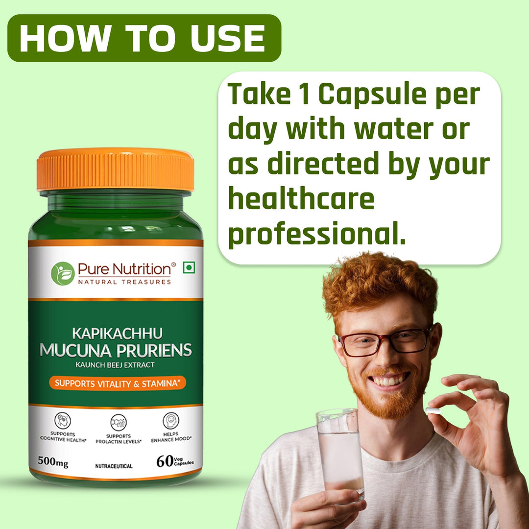 Mucuna Pruriens Extract 500mg  Energy, Vitality & Mood Support | 60 Caps