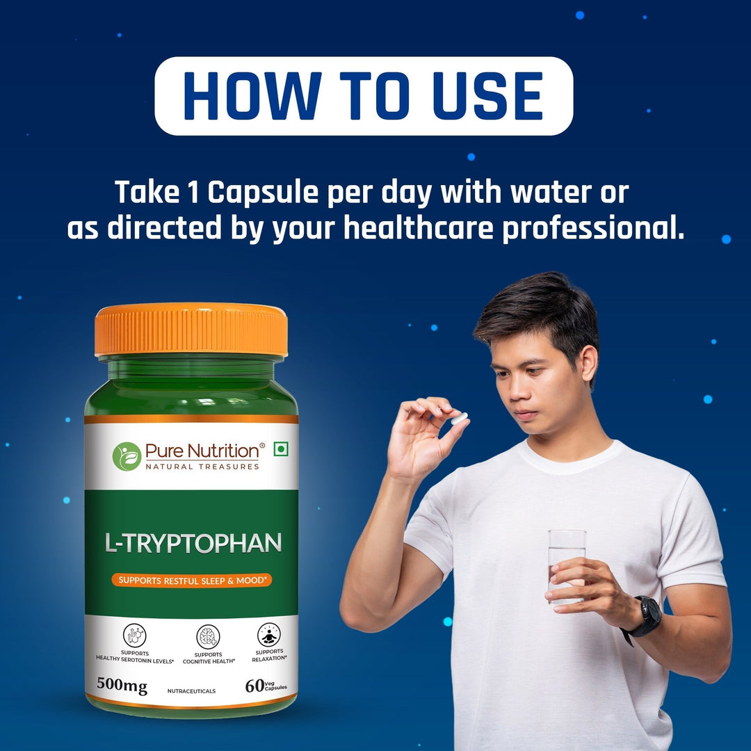 L-Tryptophan 500mg Veg Capsules  Mood Balance, Sleep & Wellness