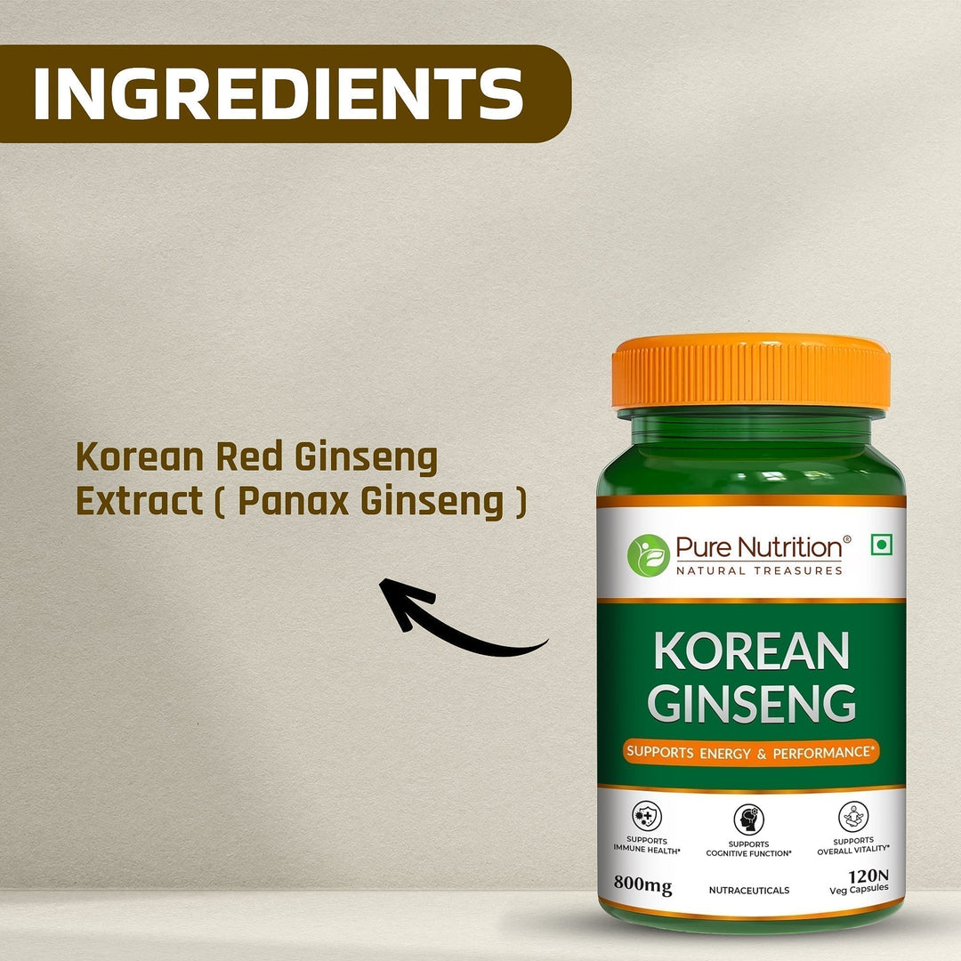 Korean Ginseng (Panax) Capsules 120 Count  Energy, Stamina & Brain Health