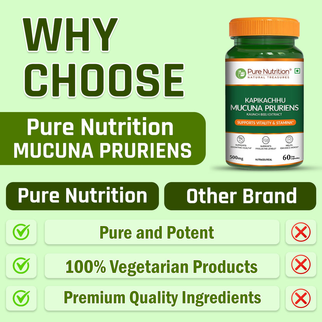 Mucuna Pruriens Extract 500mg  Energy, Vitality & Mood Support | 60 Caps