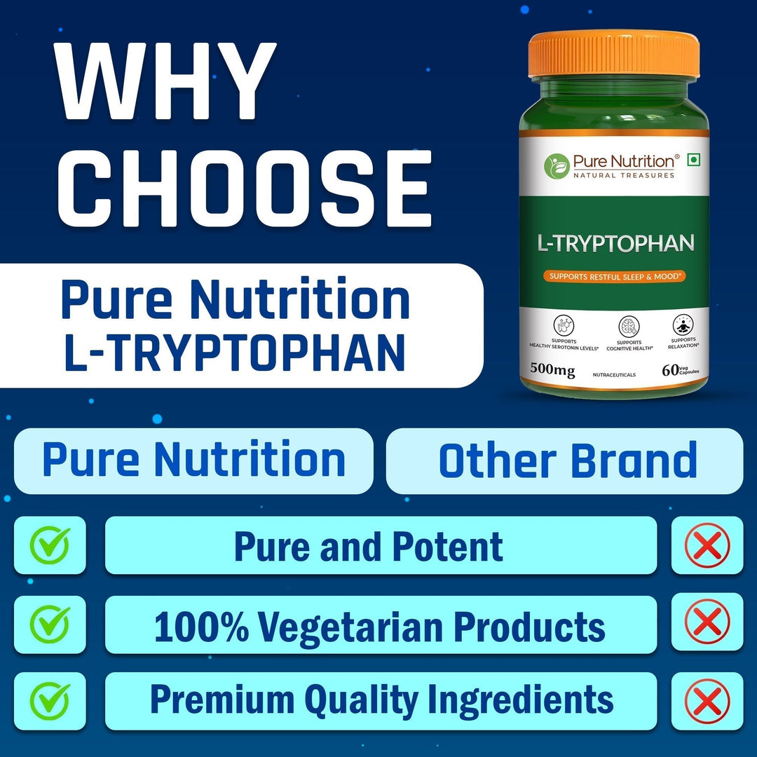 L-Tryptophan 500mg Veg Capsules  Mood Balance, Sleep & Wellness