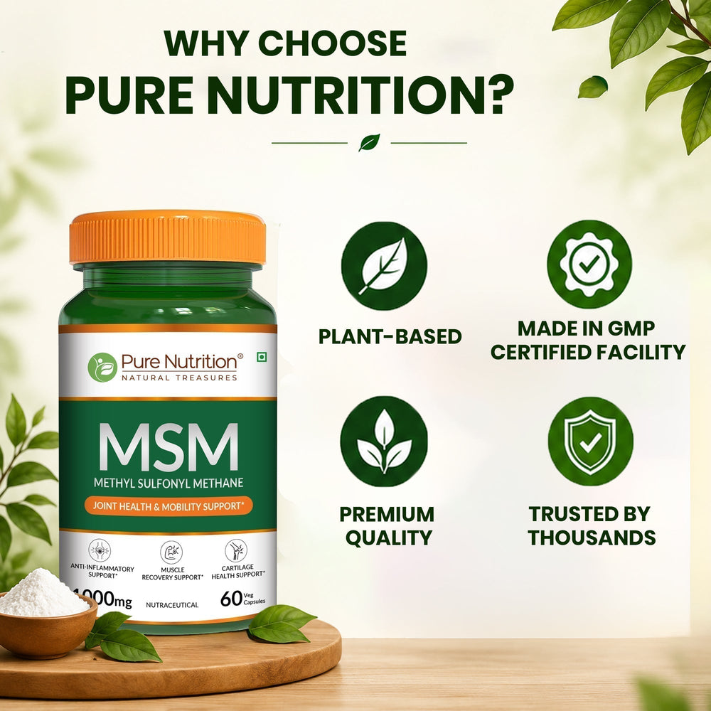 MSM 1000 mg | Methyl Sulfonyl Methane Capsules | Joint & Mobility Support | 60 Tablets