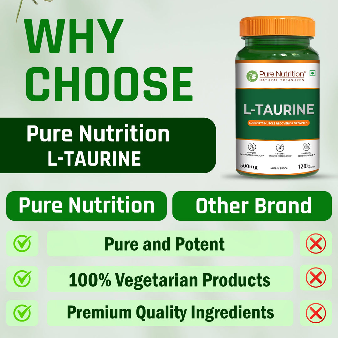 L-Taurine 500mg Veg Capsules  Hydration, Muscle Support & Energy