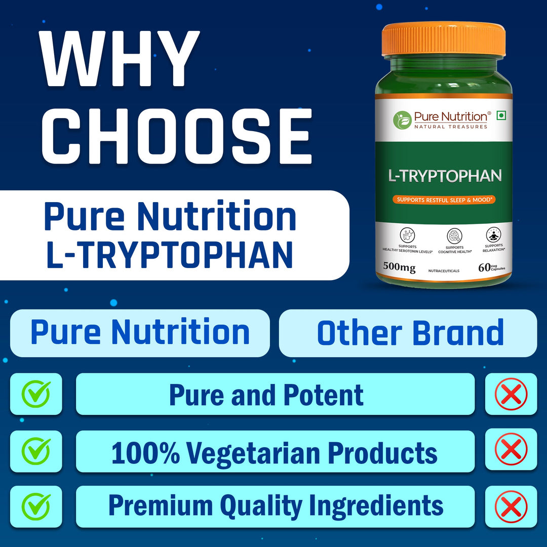 L-Tryptophan 500mg Veg Capsules  Mood Balance, Sleep & Wellness