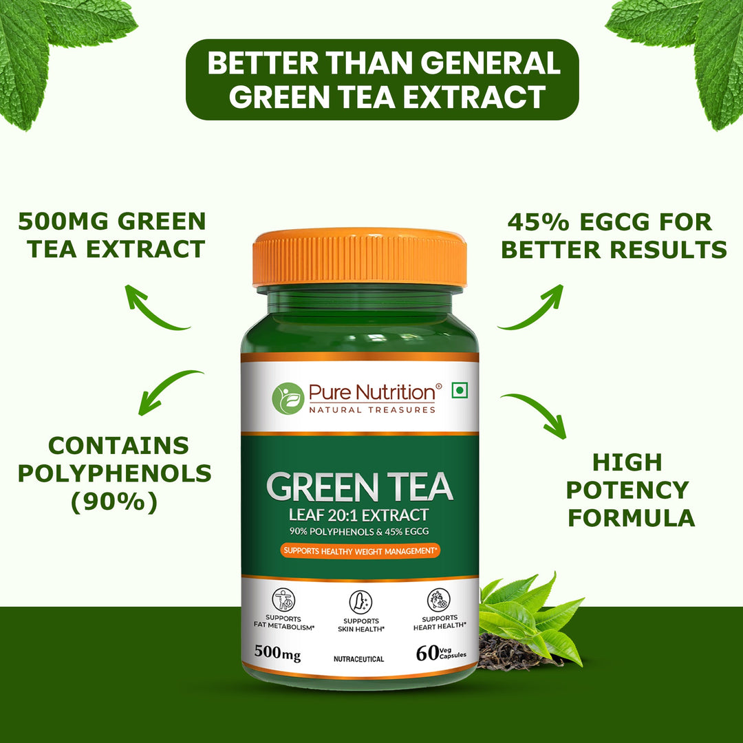 Green Tea Leaf Extract 500mg – 20:1 Concentrate | Antioxidant & Metabolism