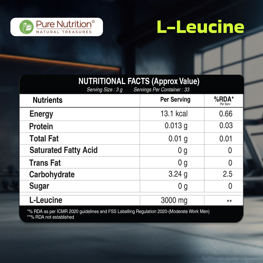 L-Leucine Powder 3000mg Unflavoured | Muscle Protein Synthesis & Recovery