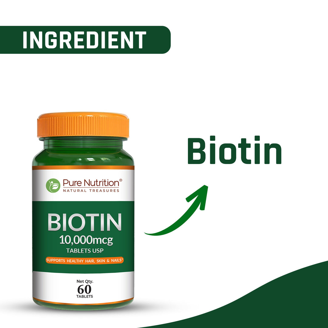 Biotin 10,000 mcg Pharma Grade | Hair, Skin & Nail Health | 60 Capsules