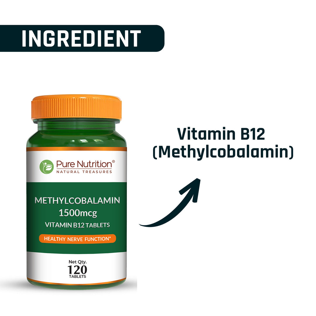 Vitamin B12 Methylcobalamin 1500 mcg  Energy, Nerve & Mood Support | 120 Tablets
