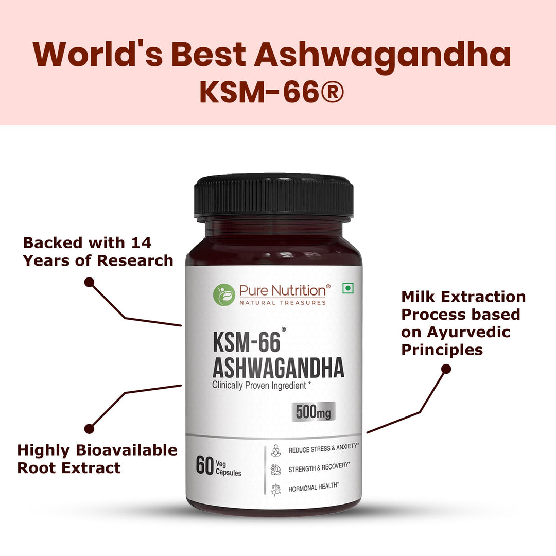 KSM-66 Ashwagandha 500mg  Standardized Root Extract | Stress & Vitality