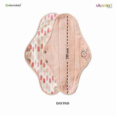 VIVANION Herbal Organic Cotton Re-Usable Sanitary Pads | Anti-Bacterial Coated  | Bio Degradable | Pack of 3 - DAY PACK