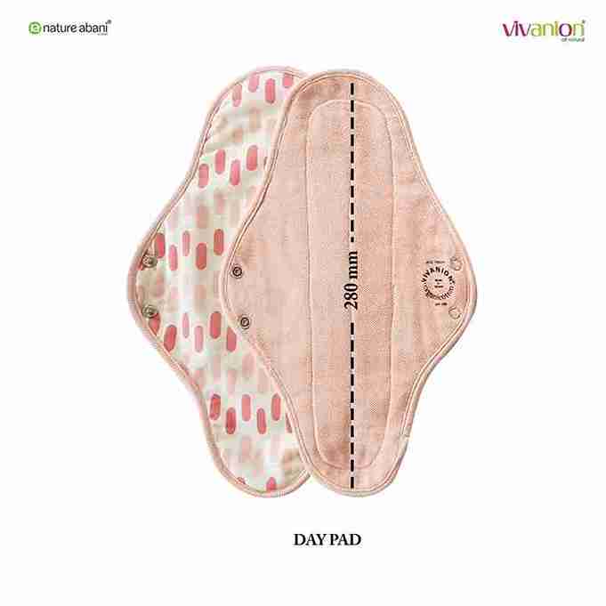 VIVANION Herbal Organic Cotton Re-Usable Sanitary Pads | Anti-Bacterial Coated  | Bio   | Pack of 3 - DAY PACK