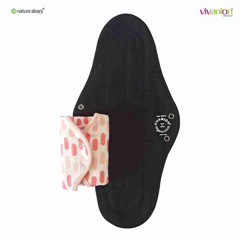 VIVANION Herbal Organic Cotton Re-Usable Sanitary Pads |Anti-Bacterial Coated | Bio Degradable | Pack of 2 | Combo Colors - 1 DAY PAD + 1 NIGHT PAD