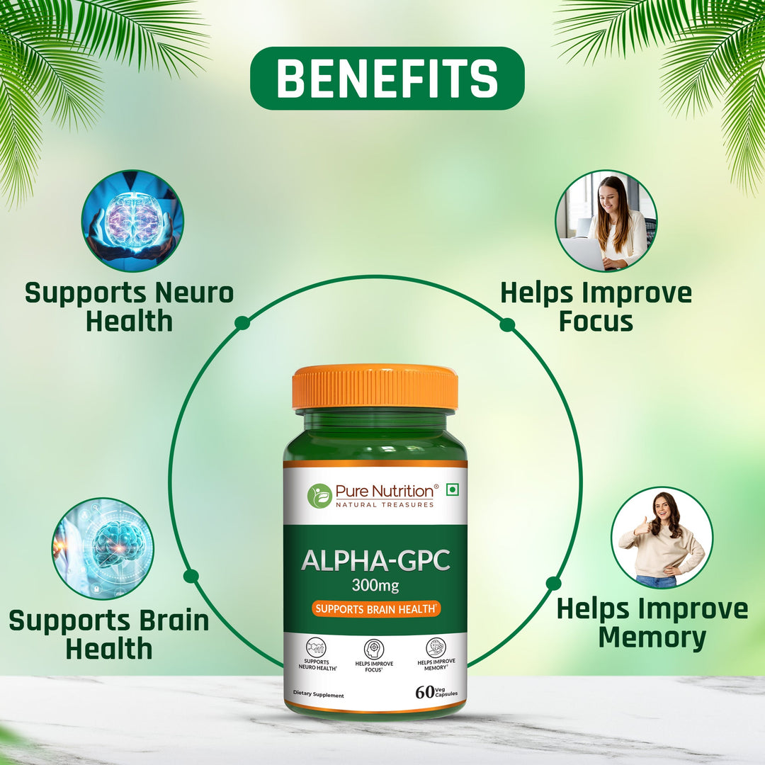 Alpha-GPC 300mg Capsules Brain Function, Focus & Mental Clarity | 60 Capsules