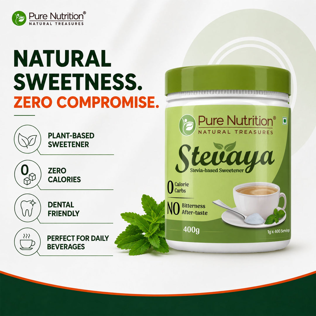 Stevaya Stevia Based Natural Sweetener - 400 Grams | Zero Calorie Sugar Substitute | Ideal for Beverages and Baking