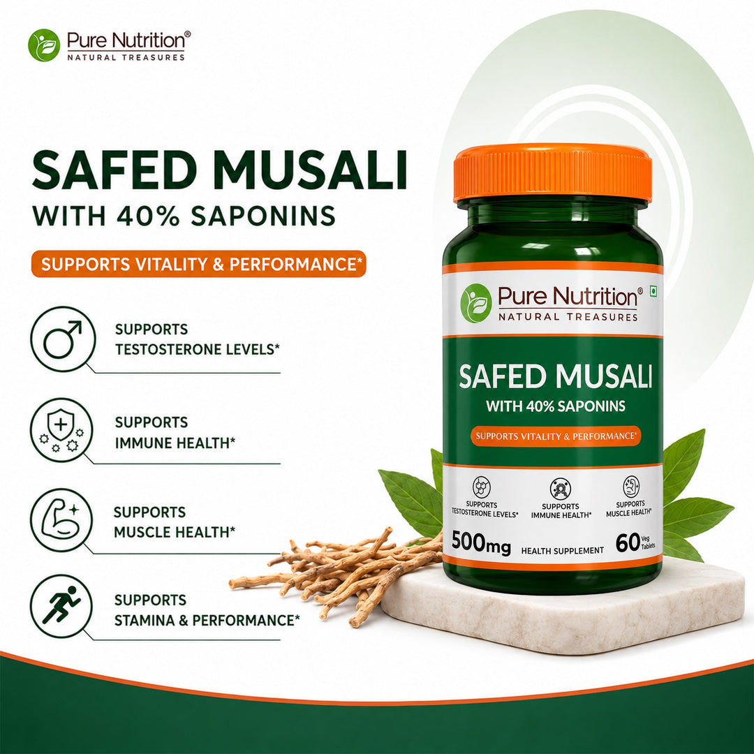 Safed Musli Capsules  Ayurvedic Vitality & Energy Supplement | 60 Veg Tablets