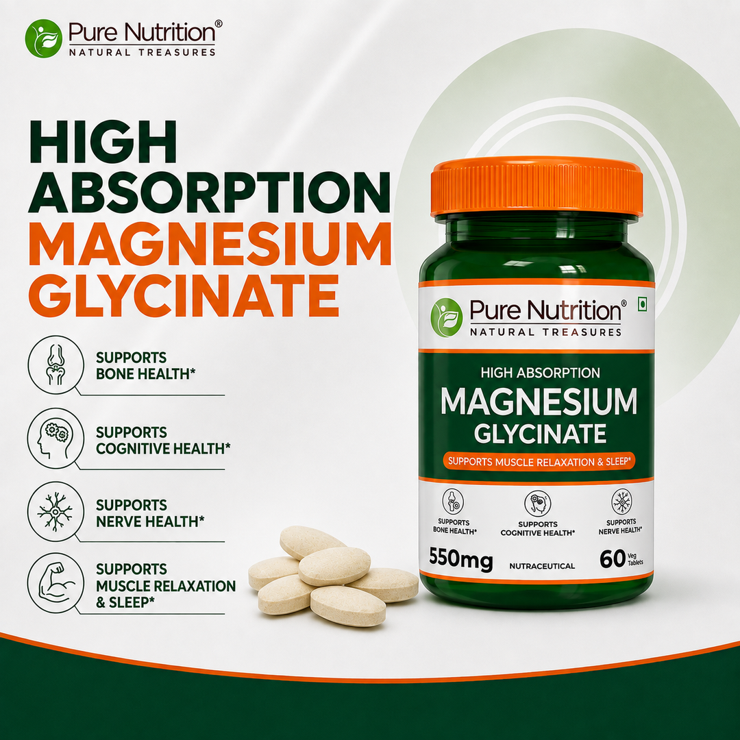 Pure Nutrition Magnesium Glycinate 550mg | High Absorption | 60Tablets