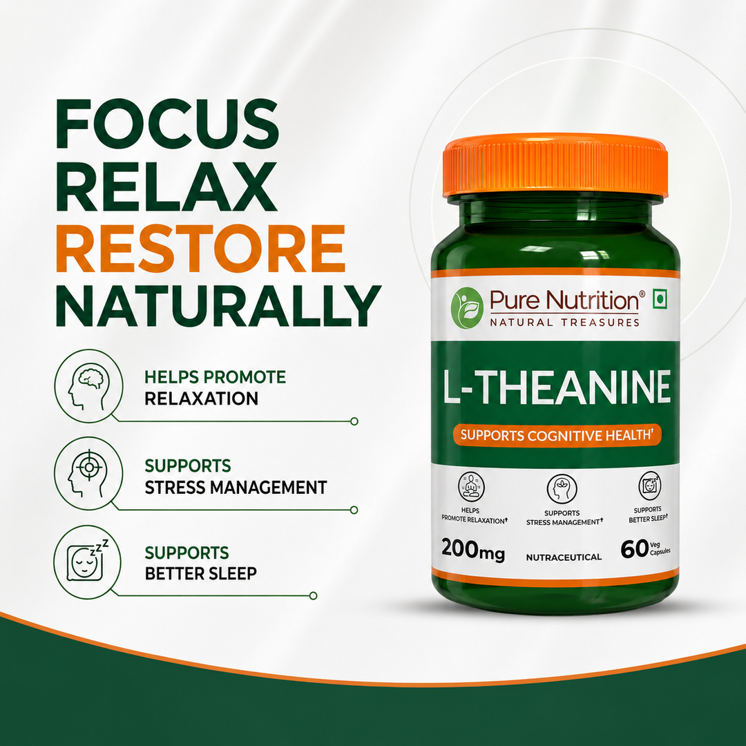 L-Theanine Capsules 200mg – Calm Focus, Stress Relief & Relaxation | 60 Capsules