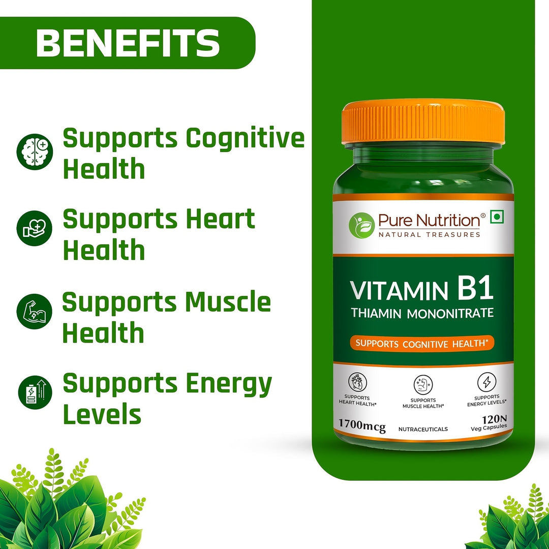 Vitamin B1 (Thiamine) Capsules 120 Count  Energy Metabolism & Nerve Health