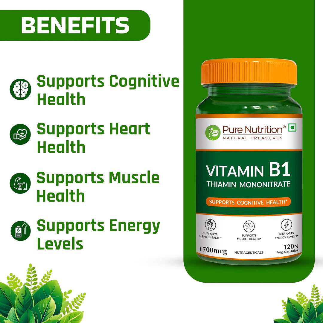 Vitamin B1 (Thiamine) Capsules 120 Count  Energy Metabolism & Nerve Health