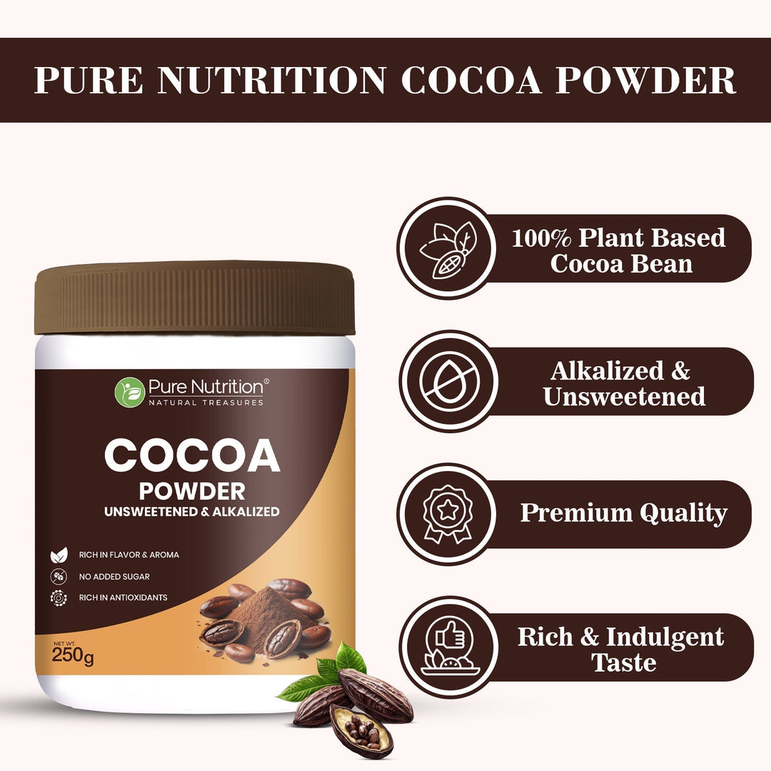 Pure Nutrition Cocoa Powder Unsweetened & Alkalized | Rich Aroma & Flavor | 250g