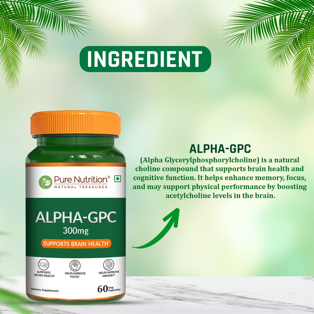 Alpha-GPC 300mg Capsules Brain Function, Focus & Mental Clarity | 60 Capsules