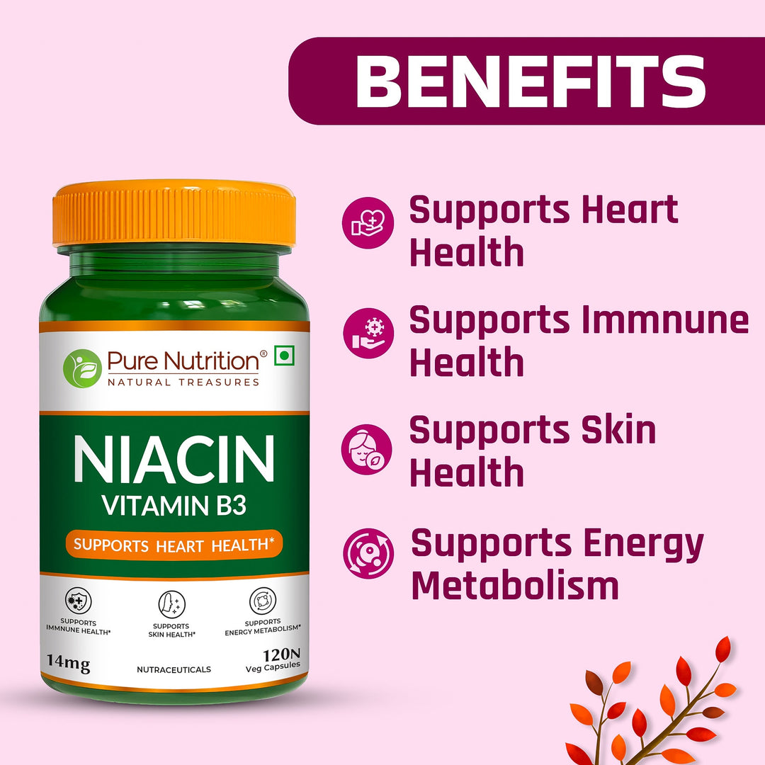 Vitamin B3 Niacin Capsules 120 Count  Energy, Skin & Cholesterol Support