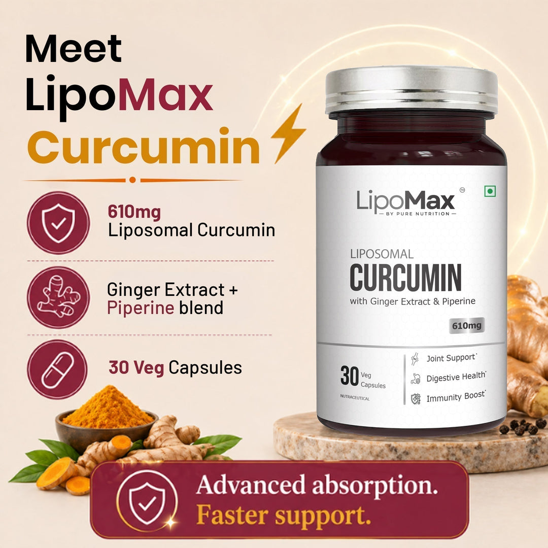 LipoMax Liposomal Curcumin 610mg with Ginger Extract & Piperine