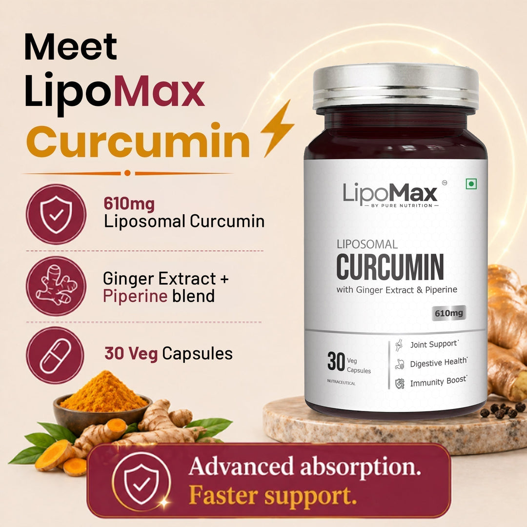 LipoMax Liposomal Curcumin 610mg with Ginger Extract & Piperine
