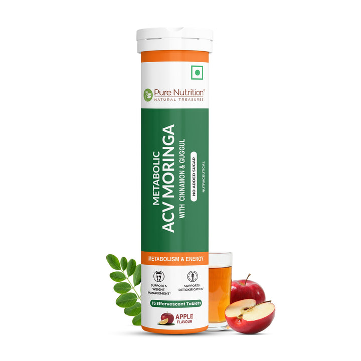 ACV Moringa Effervescent Tablets  Apple Flavour | Detox & Metabolism